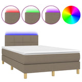 Sommier à lattes de lit matelas et LED taupe 120x190 cm tissu