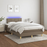 Sommier à lattes de lit matelas et LED taupe 120x190 cm tissu