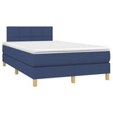 Sommier à lattes de lit matelas et LED bleu 120x190 cm tissu