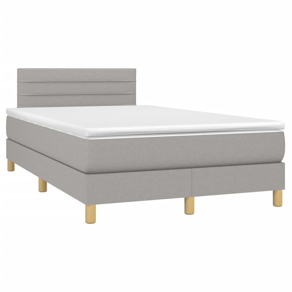 Sommier à lattes de lit matelas LED gris clair 120x190 cm tissu