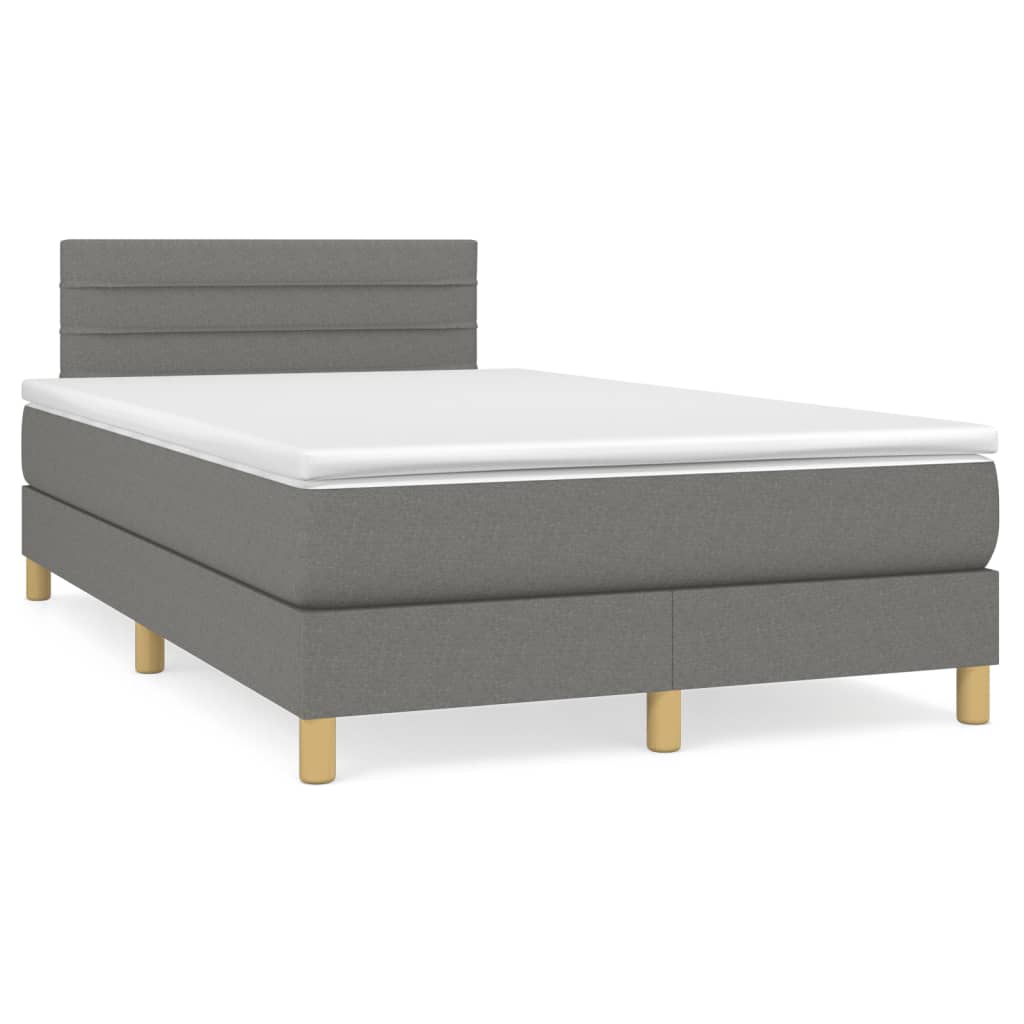 Sommier à lattes de lit matelas LED gris foncé 120x190 cm tissu