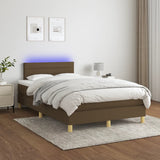 Sommier à lattes de lit matelas et LED marron foncé 120x190 cm