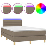 Sommier à lattes de lit matelas et LED taupe 120x190 cm tissu