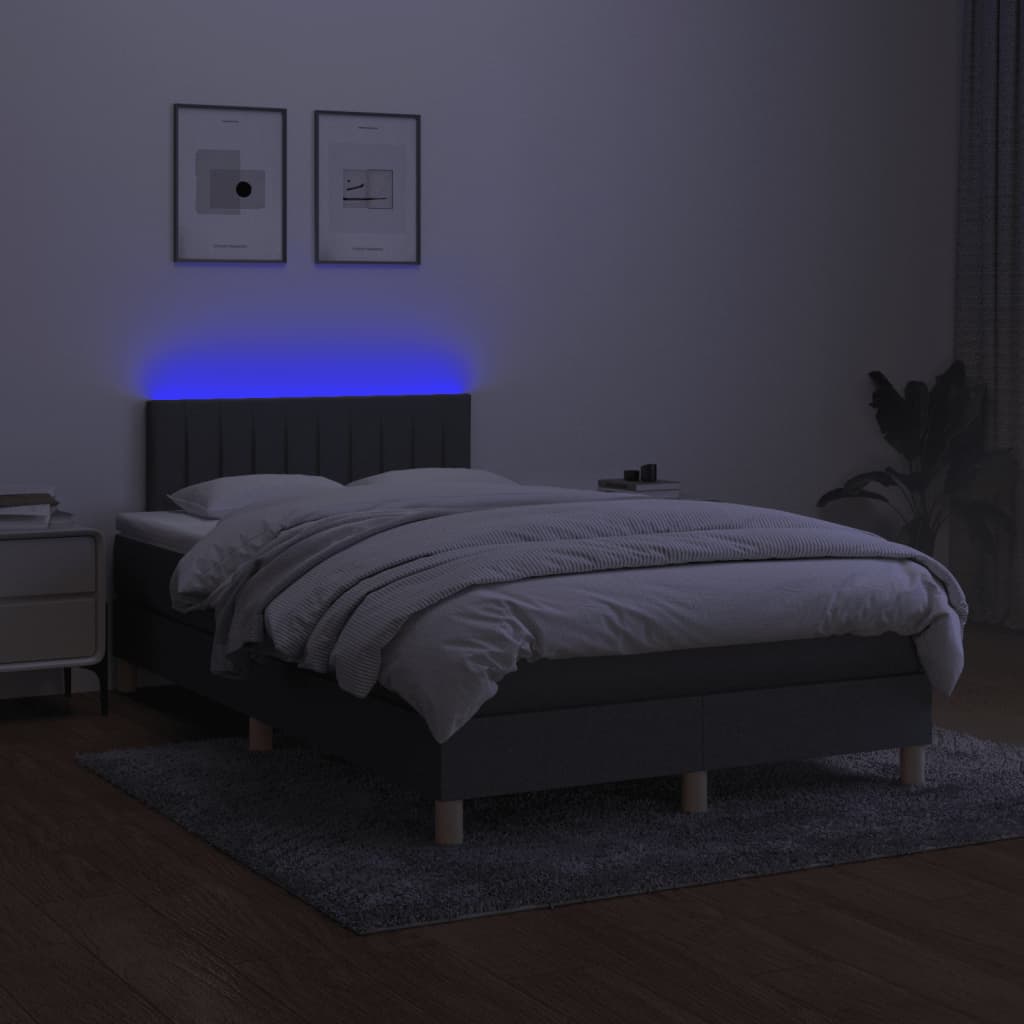 Sommier à lattes de lit matelas LED gris foncé 120x190 cm tissu