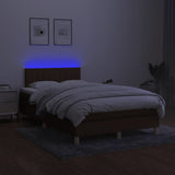 Sommier à lattes de lit matelas et LED marron foncé 120x190 cm