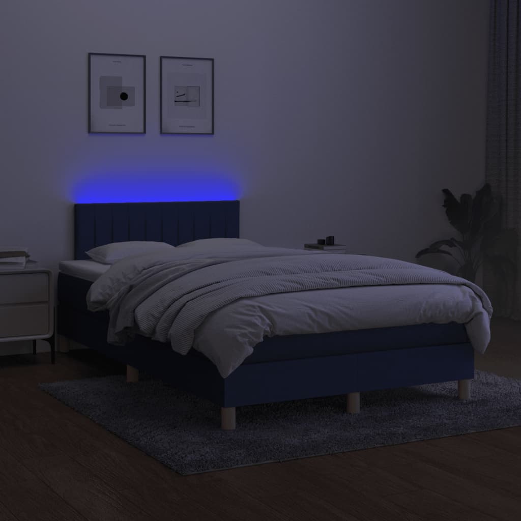 Bed slatted base mattress and blue LED 120x190 cm fabric