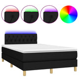 Sommier à lattes de lit matelas et LED noir 120x190 cm tissu