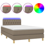 Sommier à lattes de lit matelas et LED taupe 120x190 cm tissu