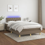 Sommier à lattes de lit matelas et LED taupe 120x190 cm tissu