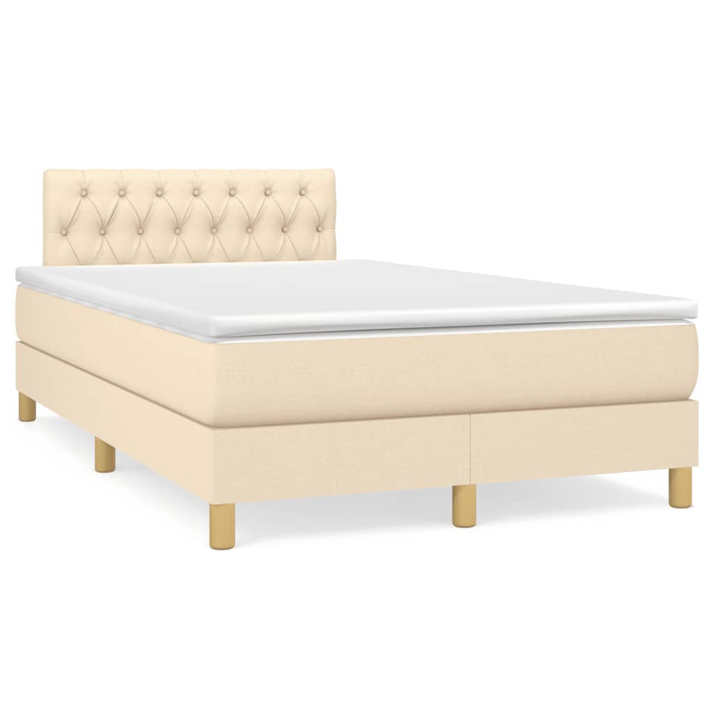 Sommier à lattes de lit matelas et LED crème 120x190 cm tissu