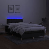 Sommier à lattes de lit matelas et LED noir 120x190 cm tissu