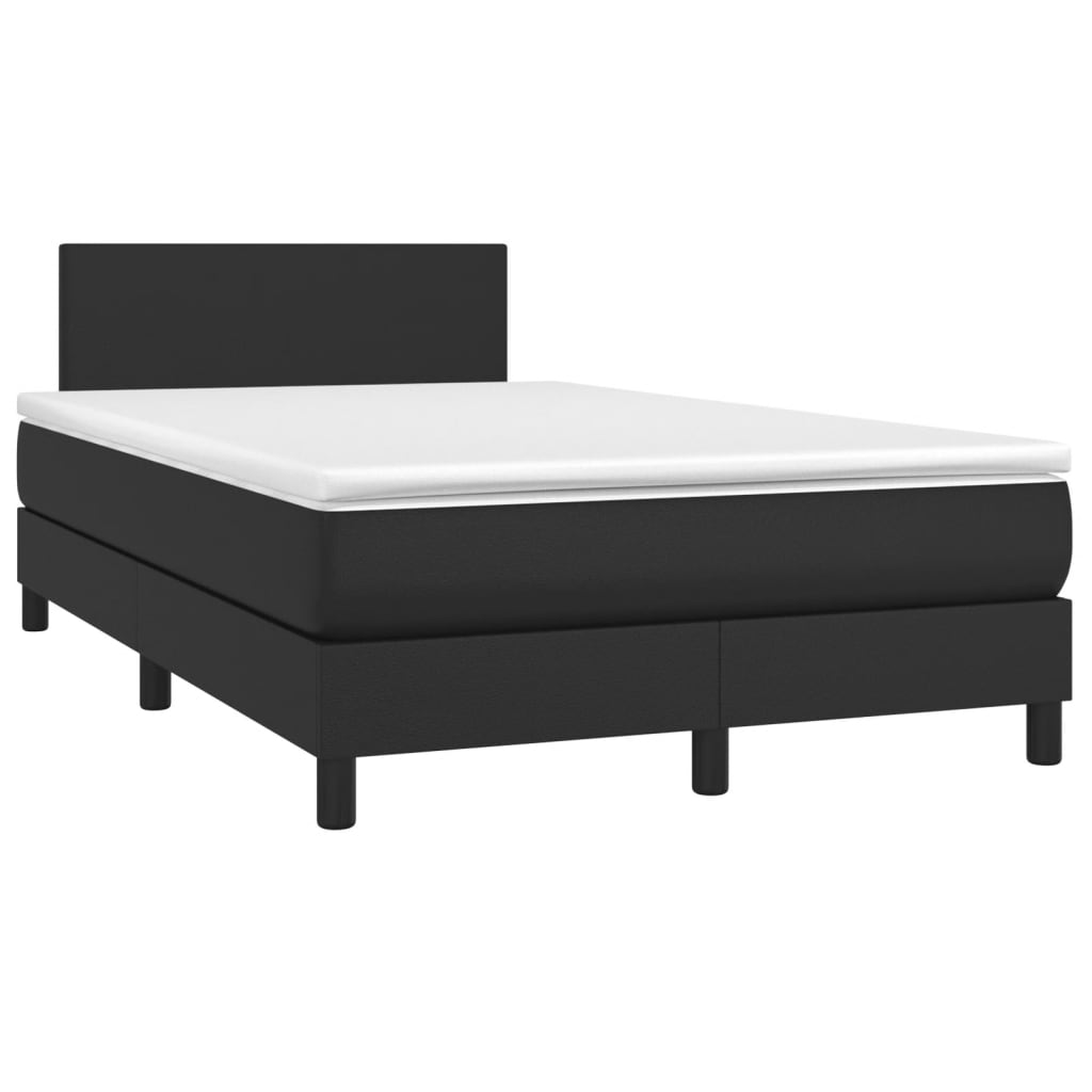 Sommier à lattes de lit matelas LED noir 120x190 cm similicuir