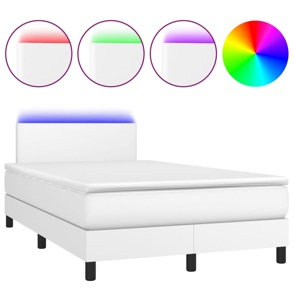 Sommier à lattes de lit matelas LED blanc 120x190 cm similicuir