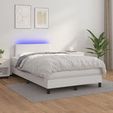 Sommier à lattes de lit matelas LED blanc 120x190 cm similicuir