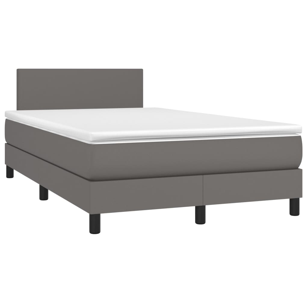 Sommier à lattes de lit matelas LED gris 120x190 cm similicuir