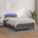 Sommier à lattes de lit matelas LED gris 120x190 cm similicuir