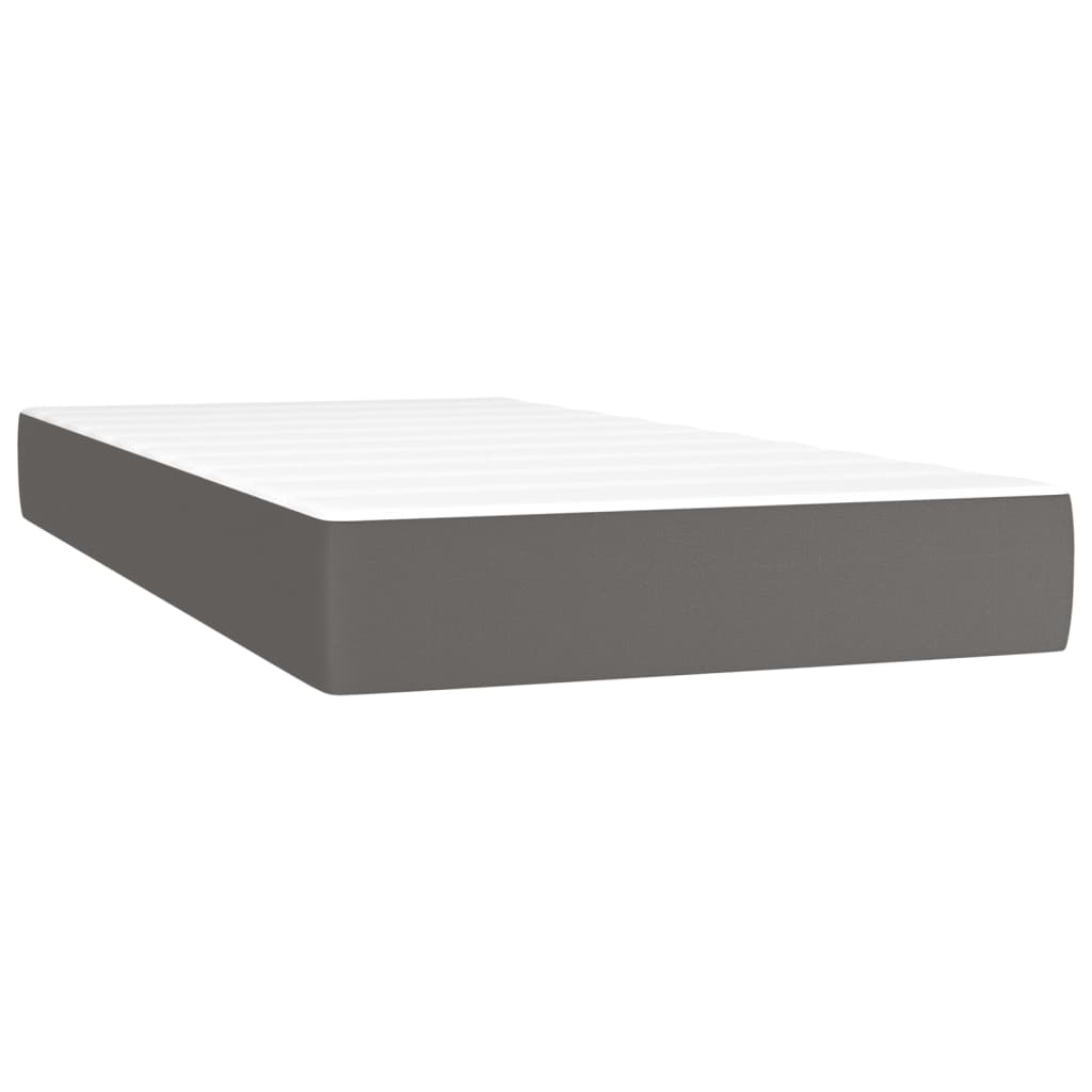 Sommier à lattes de lit matelas LED gris 120x190 cm similicuir