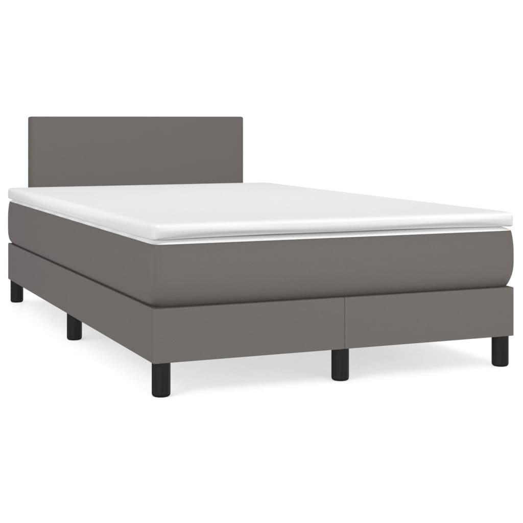 Sommier à lattes de lit matelas LED gris 120x190 cm similicuir