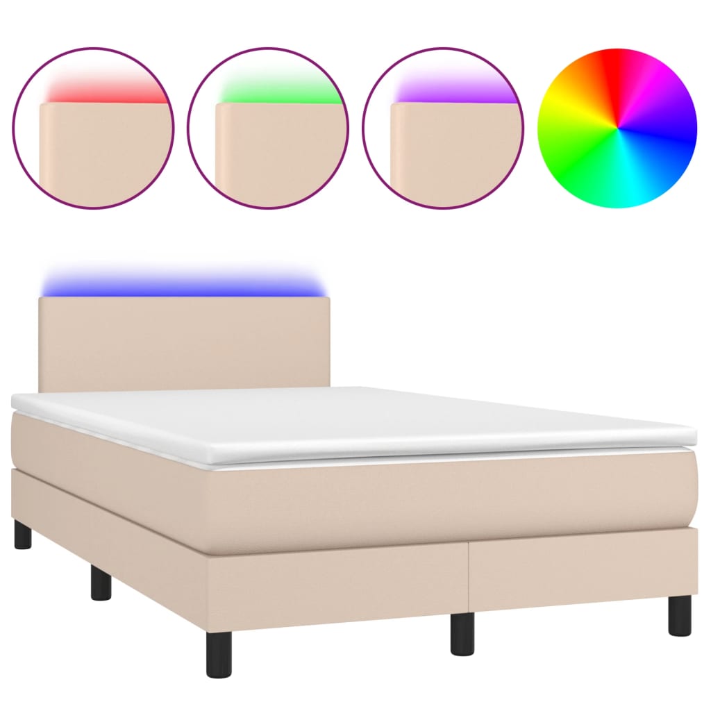 Sommier à lattes de lit avec matelas LED cappuccino 120x190 cm