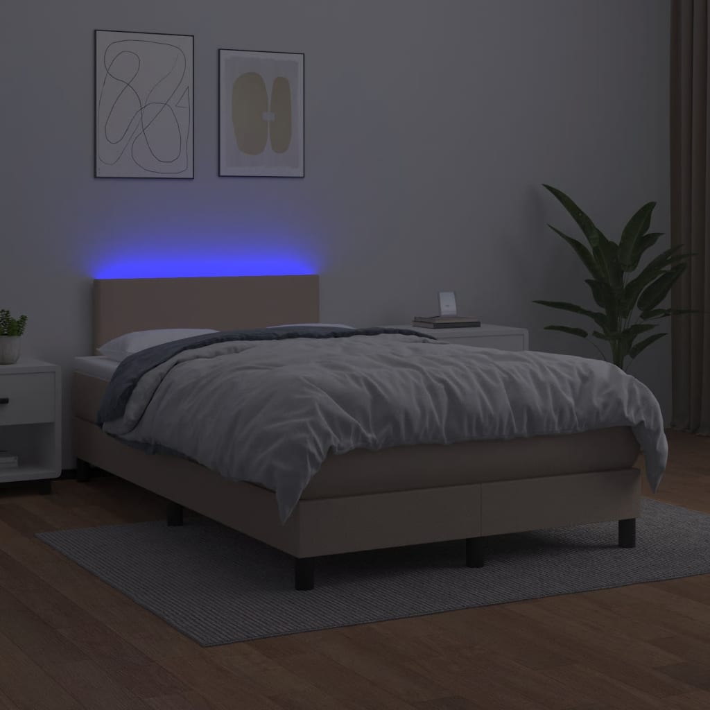 Sommier à lattes de lit avec matelas LED cappuccino 120x190 cm