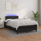 Sommier à lattes de lit matelas LED noir 120x190 cm similicuir