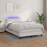 Sommier à lattes de lit matelas LED blanc 120x190 cm similicuir