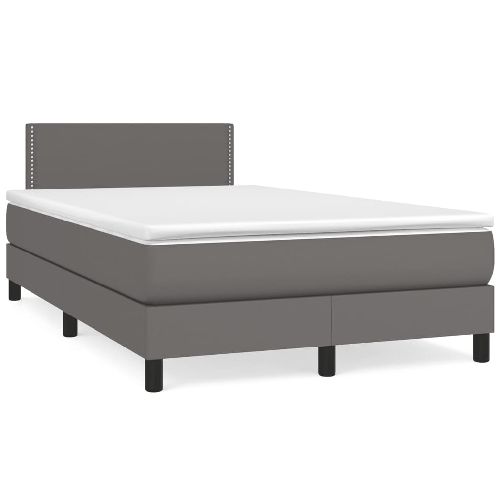 Sommier à lattes de lit matelas LED gris 120x190 cm similicuir