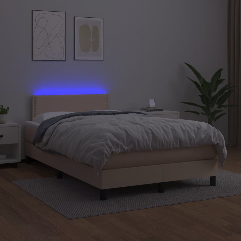 Sommier à lattes de lit avec matelas LED cappuccino 120x190 cm