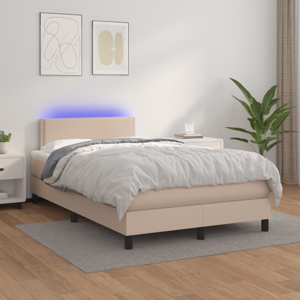 Sommier à lattes de lit avec matelas LED cappuccino 120x190 cm