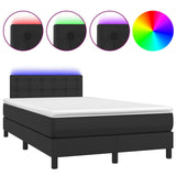 Sommier à lattes de lit matelas LED noir 120x190 cm similicuir