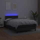 Sommier à lattes de lit matelas LED noir 120x190 cm similicuir