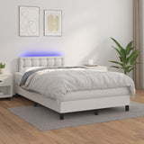 Sommier à lattes de lit matelas LED blanc 120x190 cm similicuir