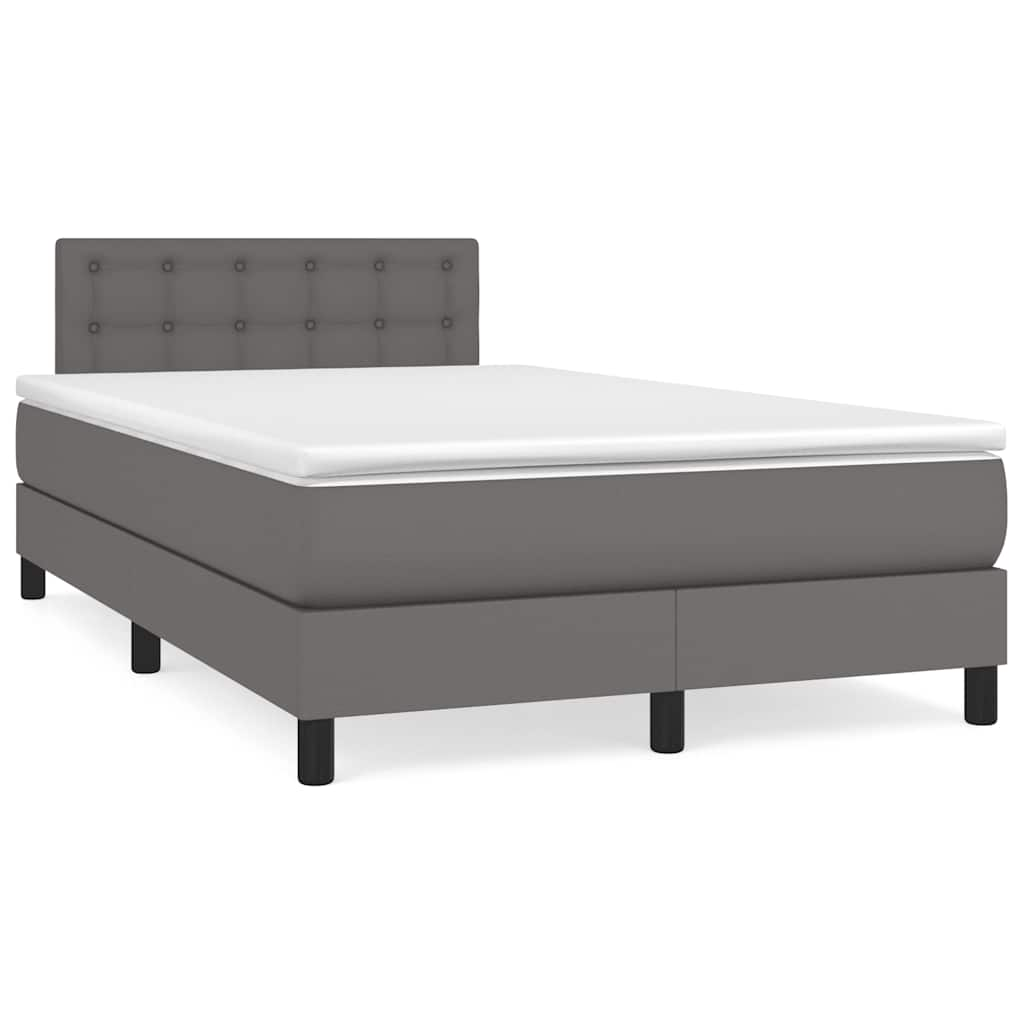 Sommier à lattes de lit matelas LED gris 120x190 cm similicuir