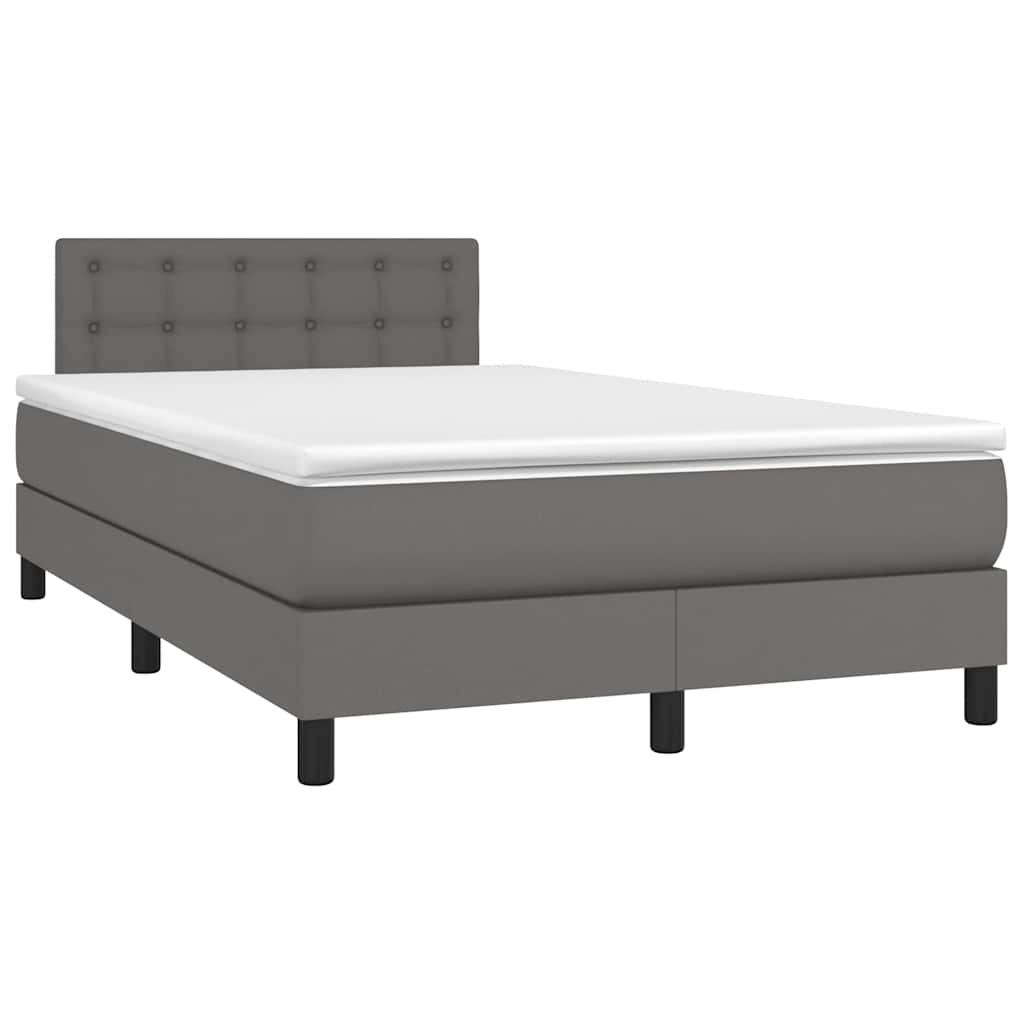 Sommier à lattes de lit matelas LED gris 120x190 cm similicuir