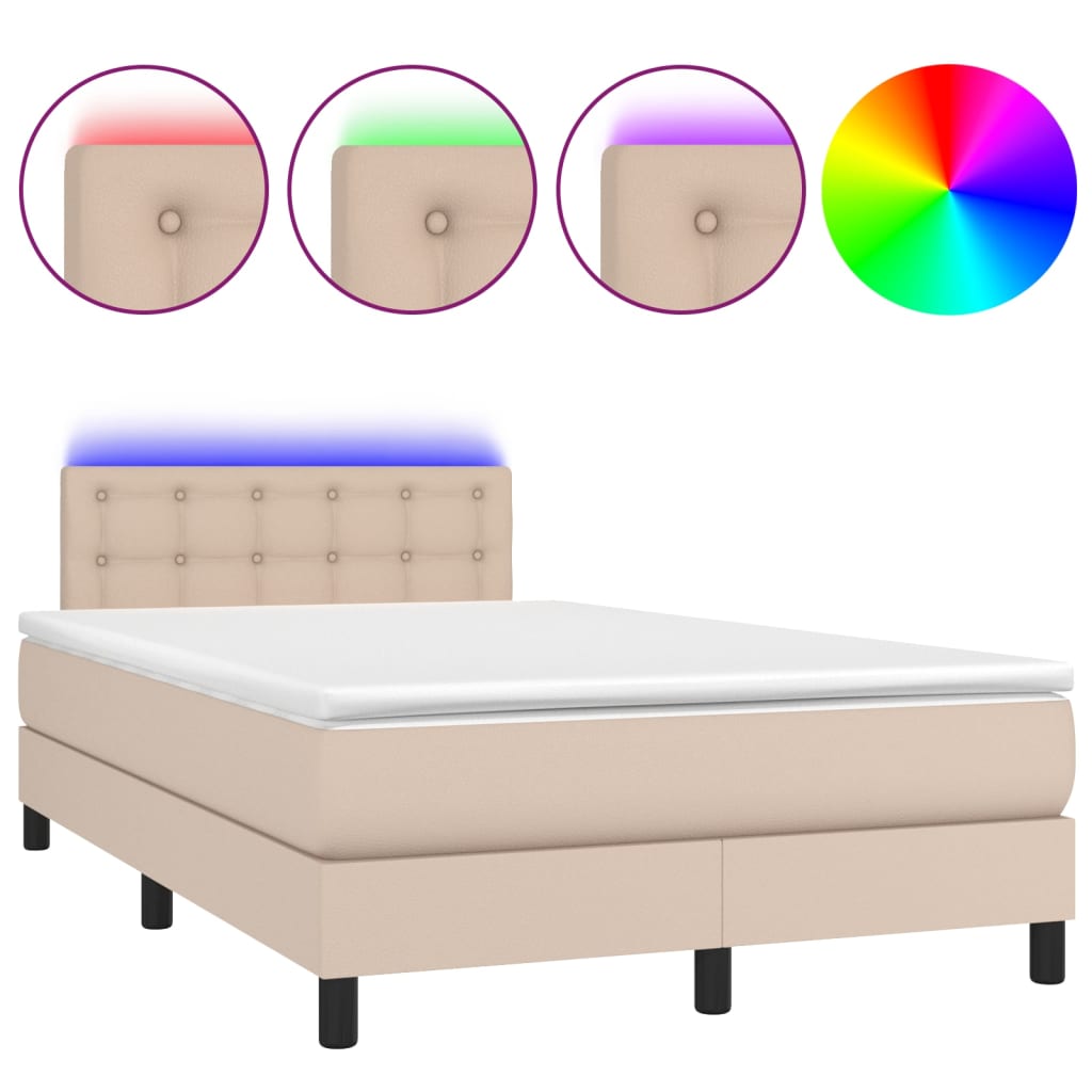 Sommier à lattes de lit avec matelas LED cappuccino 120x190 cm