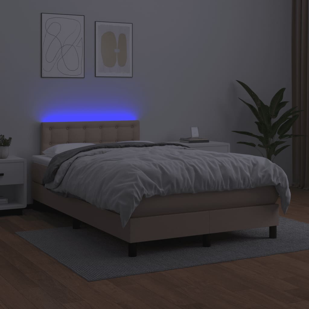 Sommier à lattes de lit avec matelas LED cappuccino 120x190 cm