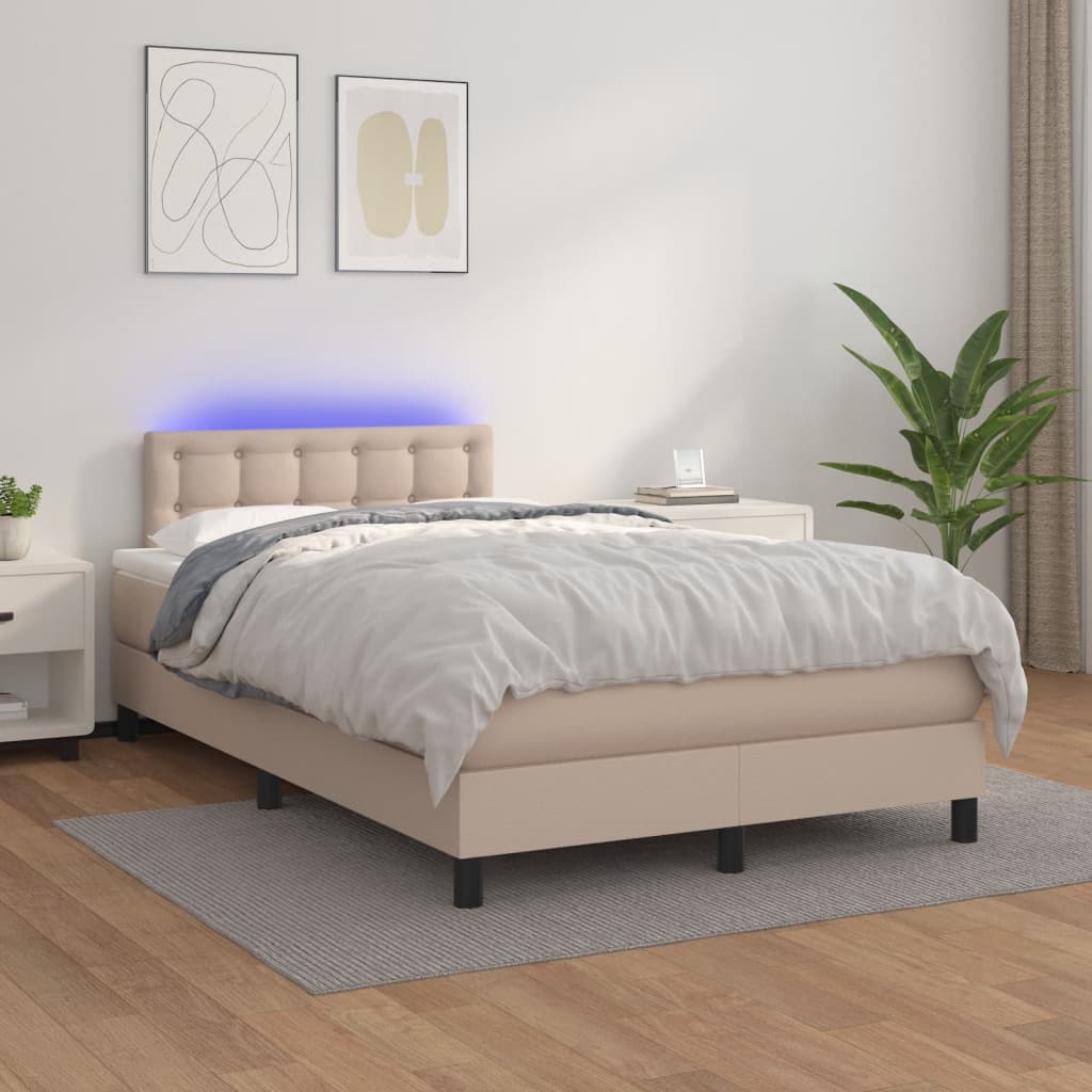 Sommier à lattes de lit avec matelas LED cappuccino 120x190 cm