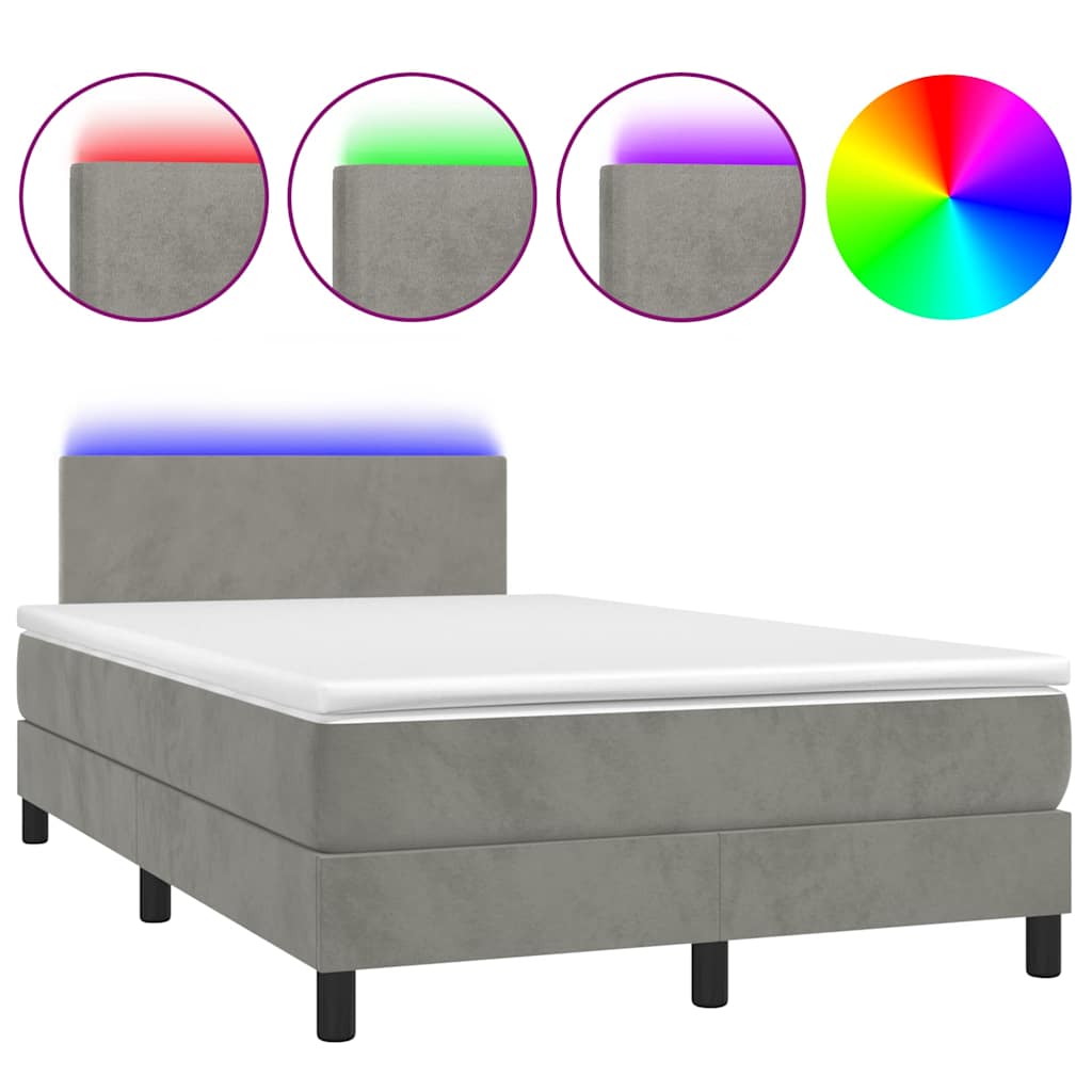 Sommier à lattes de lit avec matelas LED gris clair 120x190 cm