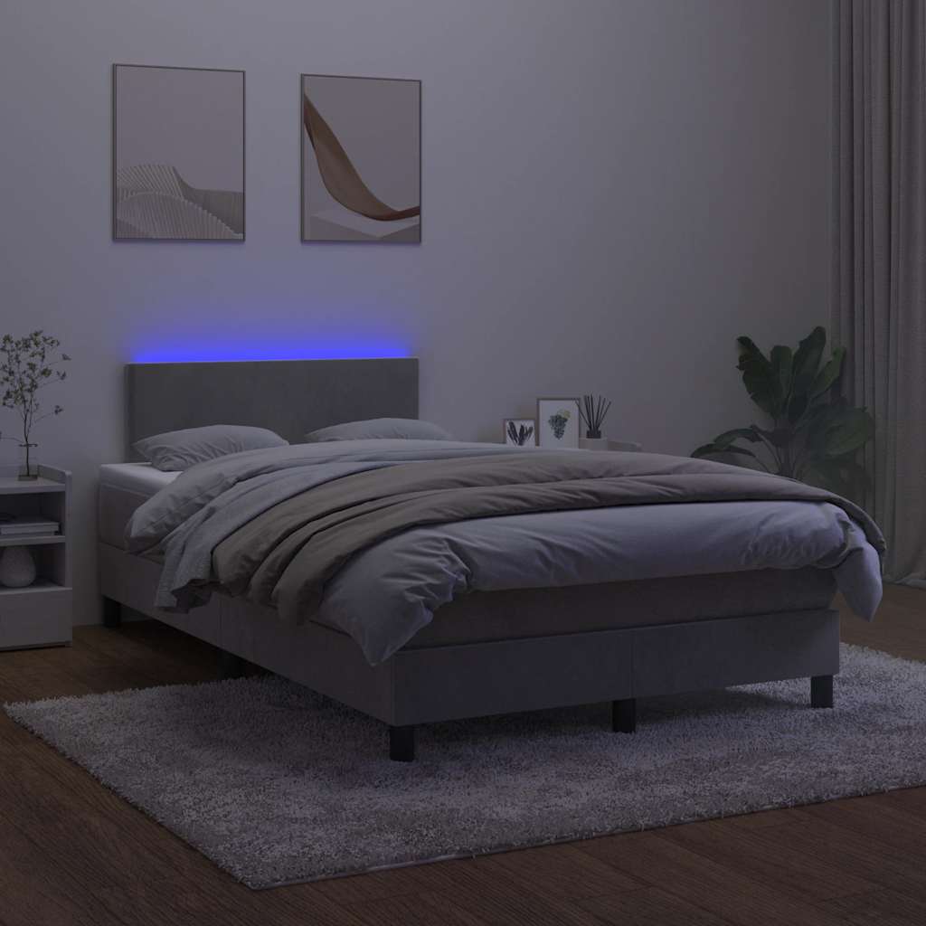 Sommier à lattes de lit avec matelas LED gris clair 120x190 cm