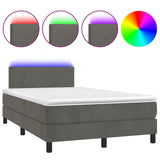 Sommier à lattes de lit avec matelas LED gris foncé 120x190 cm