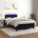 Sommier à lattes de lit et matelas LED noir 120x190 cm velours