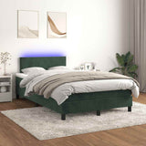 Sommier à lattes de lit avec matelas LED vert foncé 120x190 cm