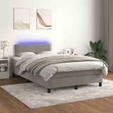 Sommier à lattes de lit avec matelas LED gris clair 120x190 cm