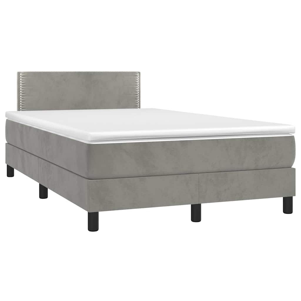 Sommier à lattes de lit avec matelas LED gris clair 120x190 cm