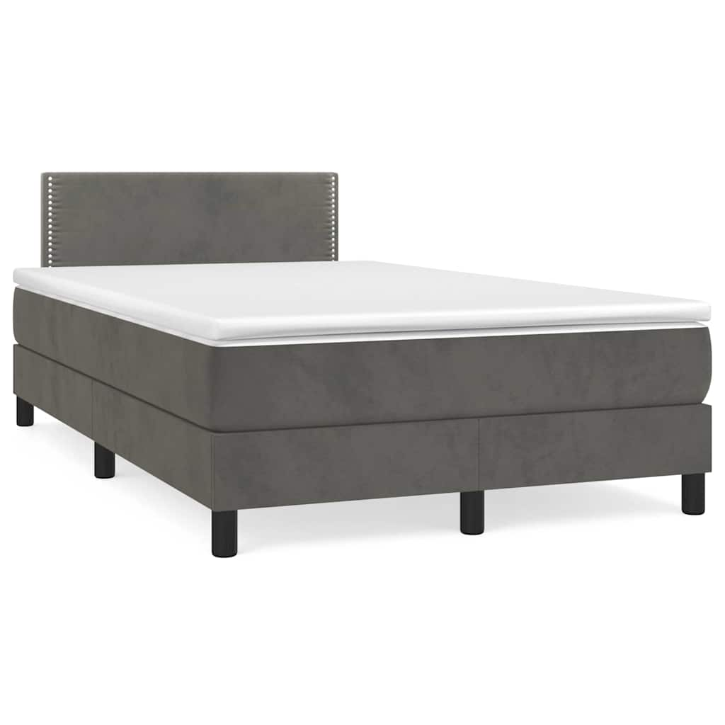 Sommier à lattes de lit avec matelas LED gris foncé 120x190 cm