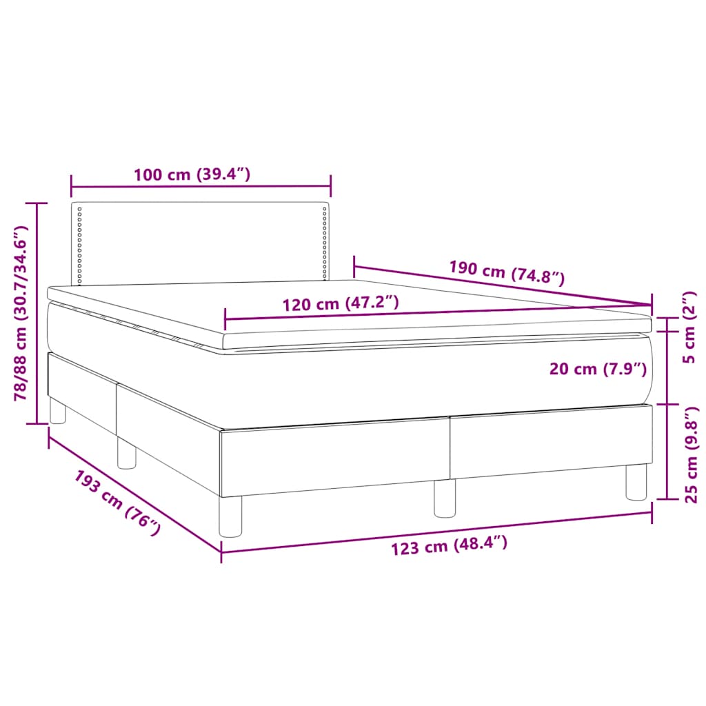 Slatted bed base with LED mattress dark grey 120x190 cm