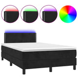 Sommier à lattes de lit et matelas LED noir 120x190 cm velours