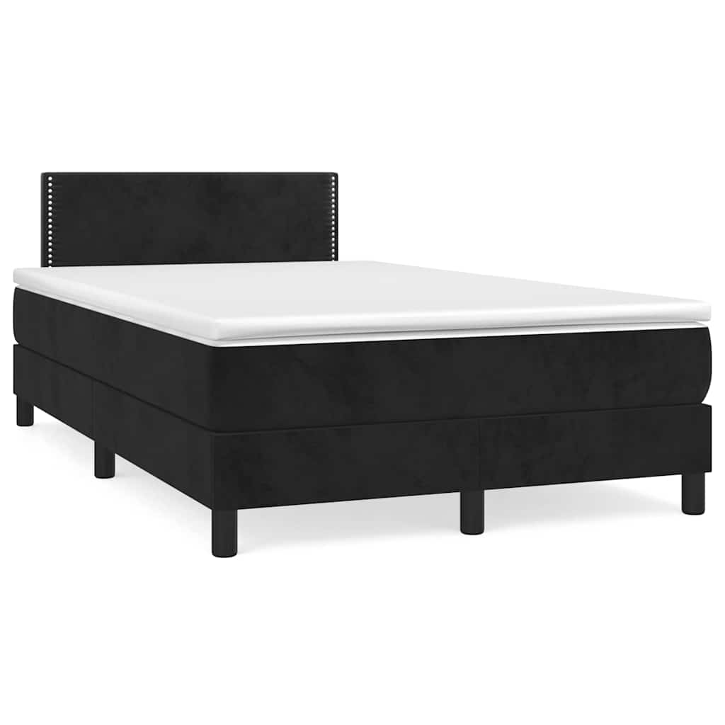 Sommier à lattes de lit et matelas LED noir 120x190 cm velours