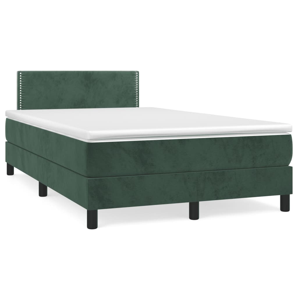 Slatted bed base with LED mattress dark green 120x190 cm