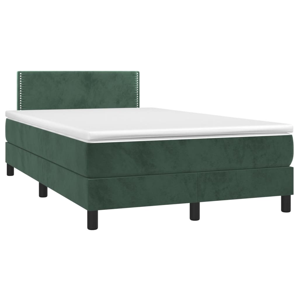 Sommier à lattes de lit avec matelas LED vert foncé 120x190 cm